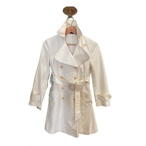 CLEAR OUT! Theory Alexia Trench Coat, Cream/Off White, Petite Size. GUC